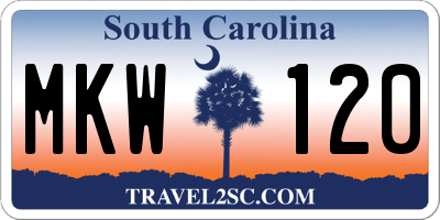 SC license plate MKW120