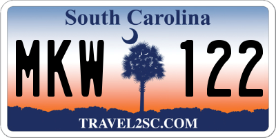 SC license plate MKW122