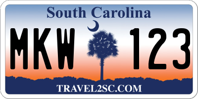 SC license plate MKW123