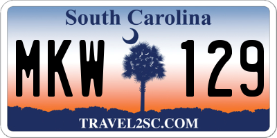 SC license plate MKW129