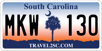 SC license plate MKW130