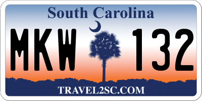 SC license plate MKW132