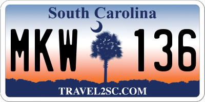 SC license plate MKW136