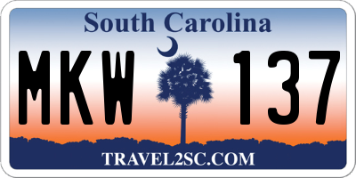 SC license plate MKW137