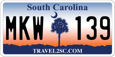 SC license plate MKW139
