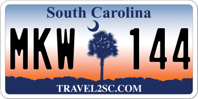 SC license plate MKW144