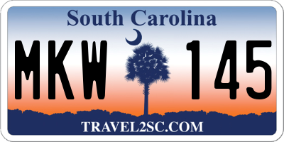 SC license plate MKW145