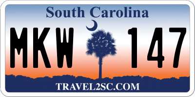 SC license plate MKW147