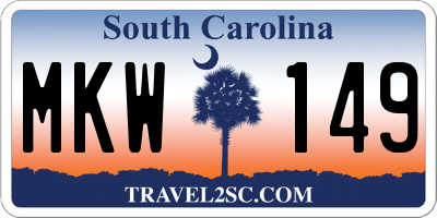 SC license plate MKW149