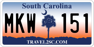 SC license plate MKW151