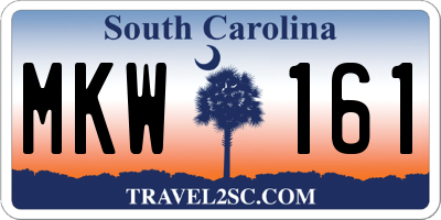SC license plate MKW161