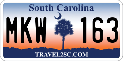 SC license plate MKW163