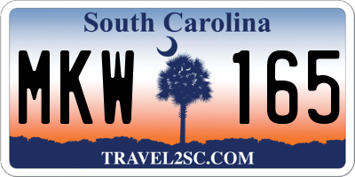 SC license plate MKW165