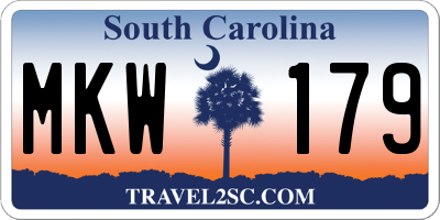 SC license plate MKW179