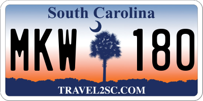 SC license plate MKW180