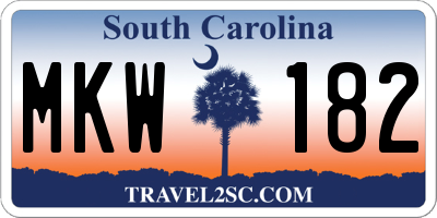 SC license plate MKW182
