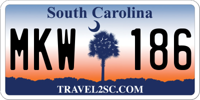 SC license plate MKW186