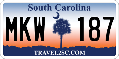 SC license plate MKW187