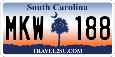 SC license plate MKW188