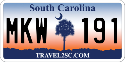 SC license plate MKW191
