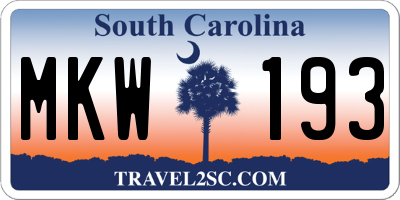 SC license plate MKW193