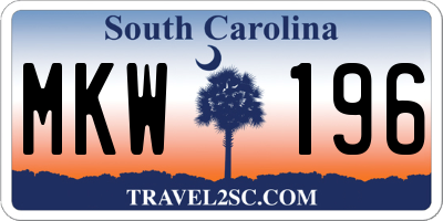 SC license plate MKW196