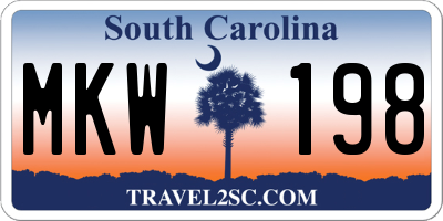 SC license plate MKW198