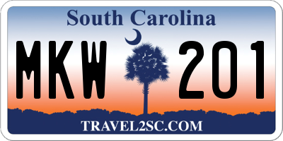 SC license plate MKW201