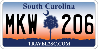SC license plate MKW206