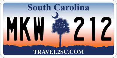 SC license plate MKW212