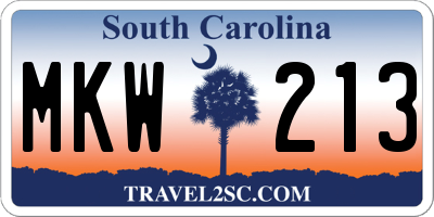 SC license plate MKW213