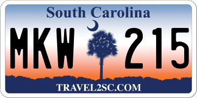 SC license plate MKW215