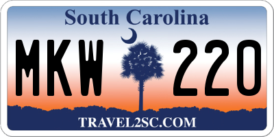 SC license plate MKW220