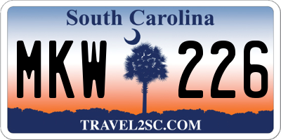 SC license plate MKW226