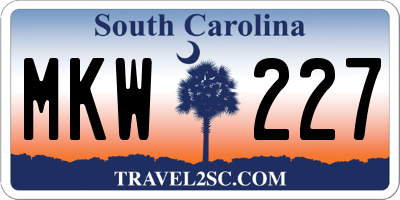 SC license plate MKW227