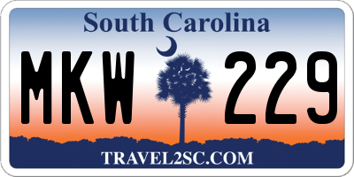 SC license plate MKW229