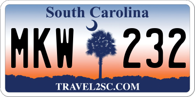SC license plate MKW232