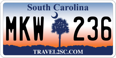 SC license plate MKW236
