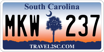 SC license plate MKW237