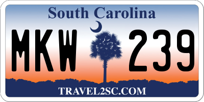 SC license plate MKW239