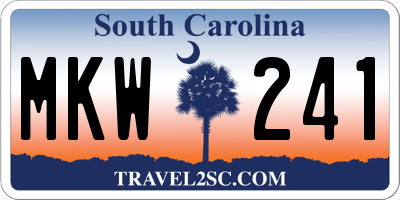SC license plate MKW241