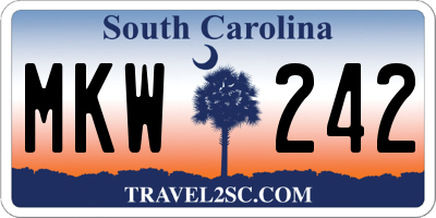 SC license plate MKW242