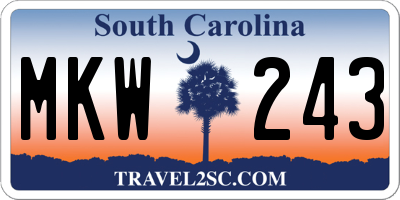 SC license plate MKW243