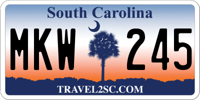 SC license plate MKW245