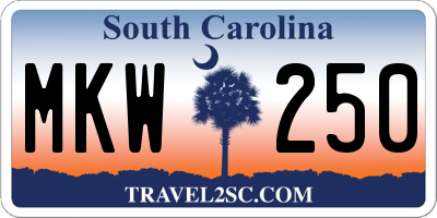 SC license plate MKW250