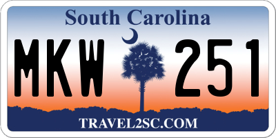 SC license plate MKW251