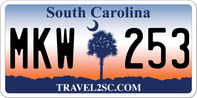 SC license plate MKW253