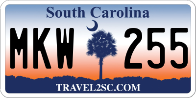 SC license plate MKW255