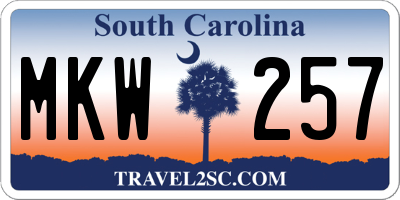 SC license plate MKW257