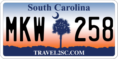 SC license plate MKW258